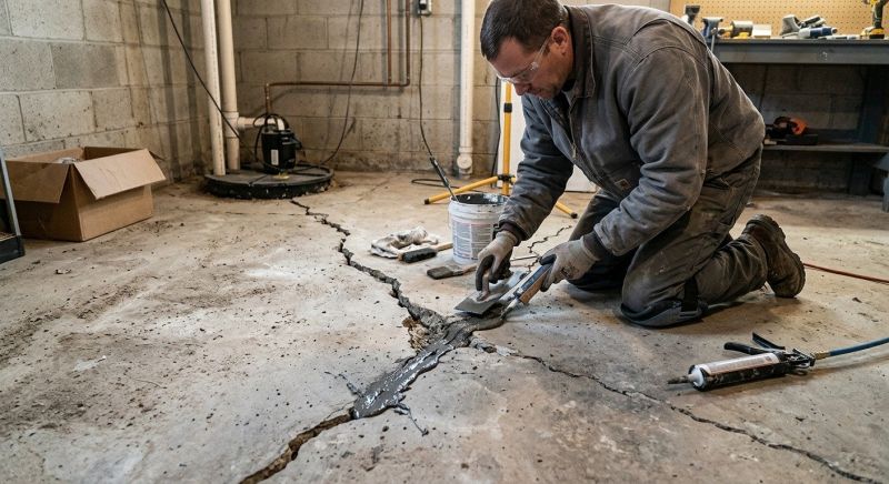 Cracked Basement Floor Repair in Union County, NJ